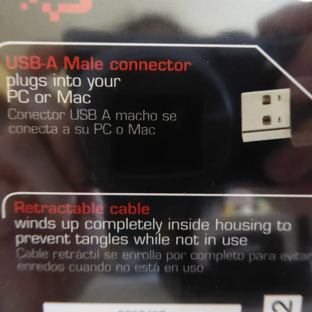 NEW GIGAWARE RETRACTABLE 3’ USB-A MALE TO MINI USB-B MALE CABLE PC & MAC